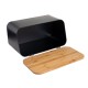 Ψωμιέρα Μεταλλική Με Καπάκι Μαύρη Bamboo Essentials 34.5x19x17εκ Estia