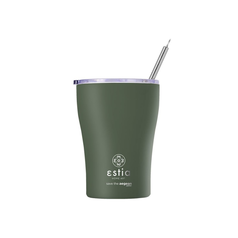 Ανακυκλώσιμο Ποτήρι Θερμός Ανοξείδωτο Coffee Mug Save The Aegean BPA Free 350ml Forest Spirit Με Καλαμάκι Estia 