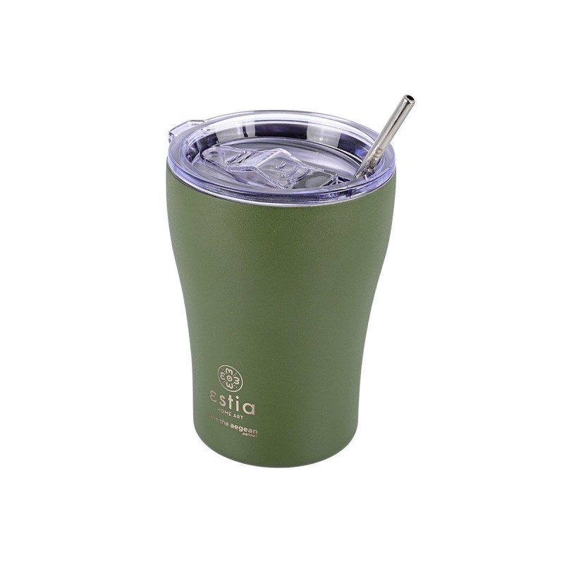 Ανακυκλώσιμο Ποτήρι Θερμός Ανοξείδωτο Coffee Mug Save The Aegean BPA Free 350ml Forest Spirit Με Καλαμάκι Estia 