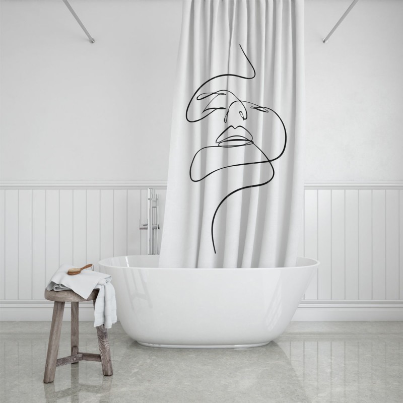 Κουρτίνα Μπάνιου Αδιάβροχη Line Art Πολυεστερική 180x180cm Estia