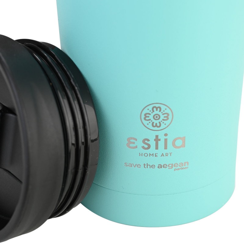 Estia Θερμός Travel Mug Save The Aegean 450ml Bermuda Green