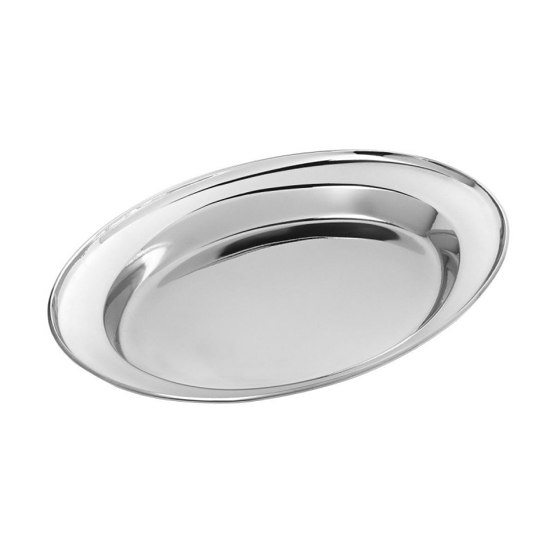 Πιατέλα Σερβιρίσματος Ανοξείδωτη Οβάλ Βαθιά 30x20εκ. Estia.