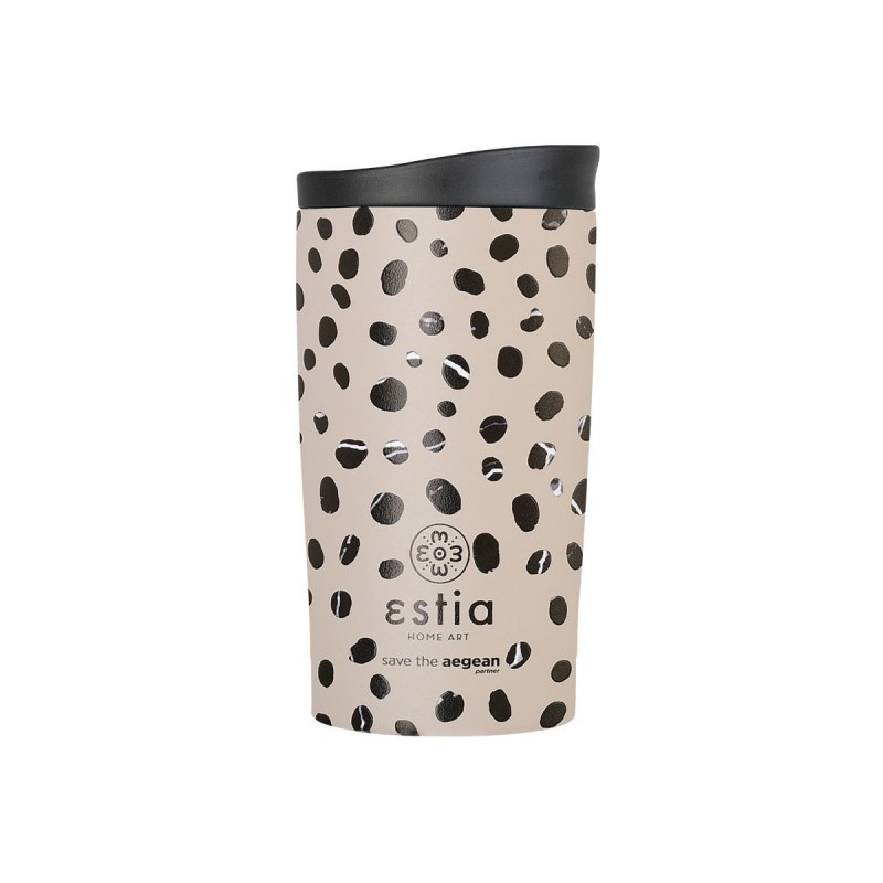 Θερμός Travel Mug Save The Aegean 350ml Leopard Taupe Estia