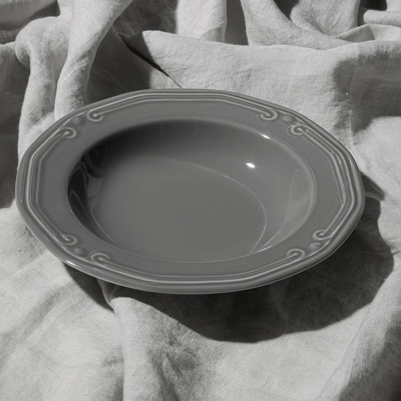 Πιάτο Βαθύ Athenee Πορσελάνινο Ανάγλυφο 23Cm Γκρι