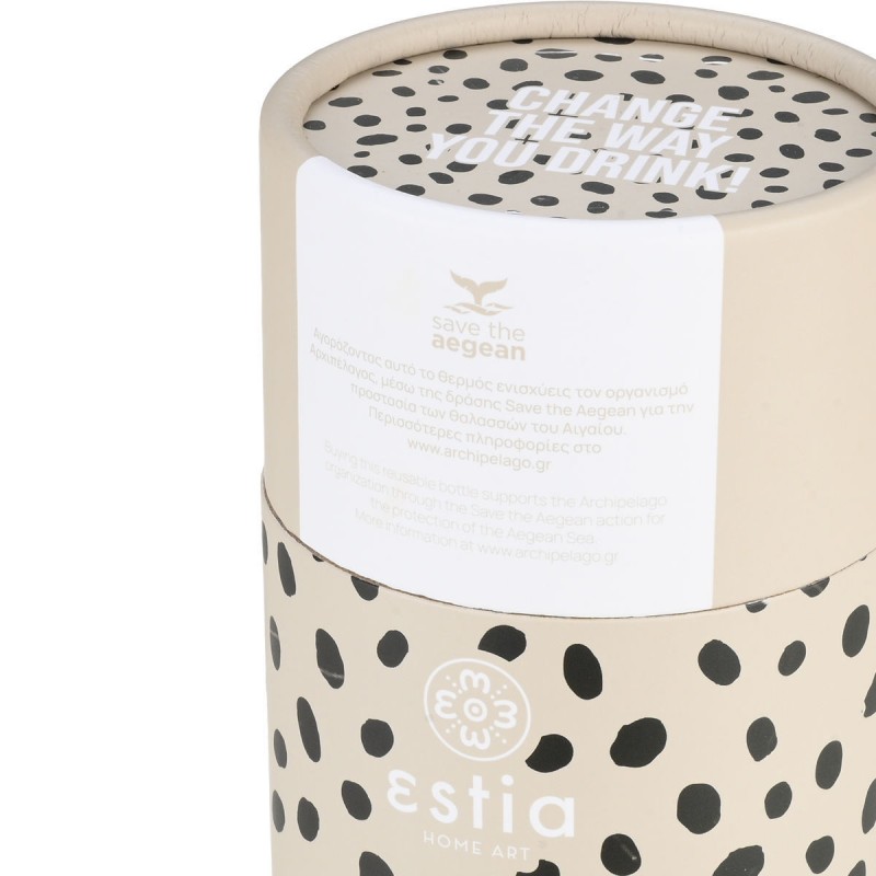 Θερμός Travel Mug Save The Aegean 350ml Leopard Taupe Estia