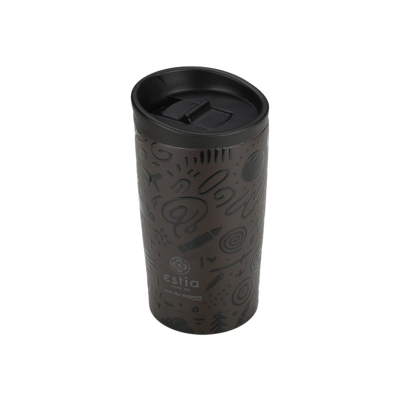 Travel Mug Save The Aegean Ποτήρι Θερμός Ανοξείδωτο BPA Free 350ml Noir Echo με Καλαμάκι Estia