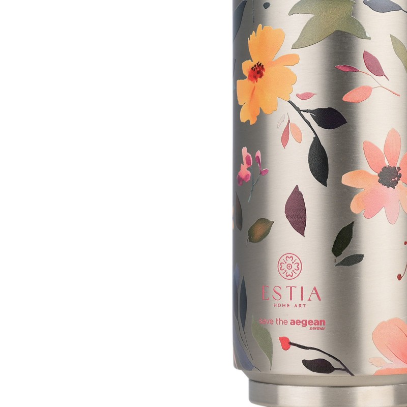 Estia Θερμός Travel Cup Save The Aegean 500ml Silver Botanic