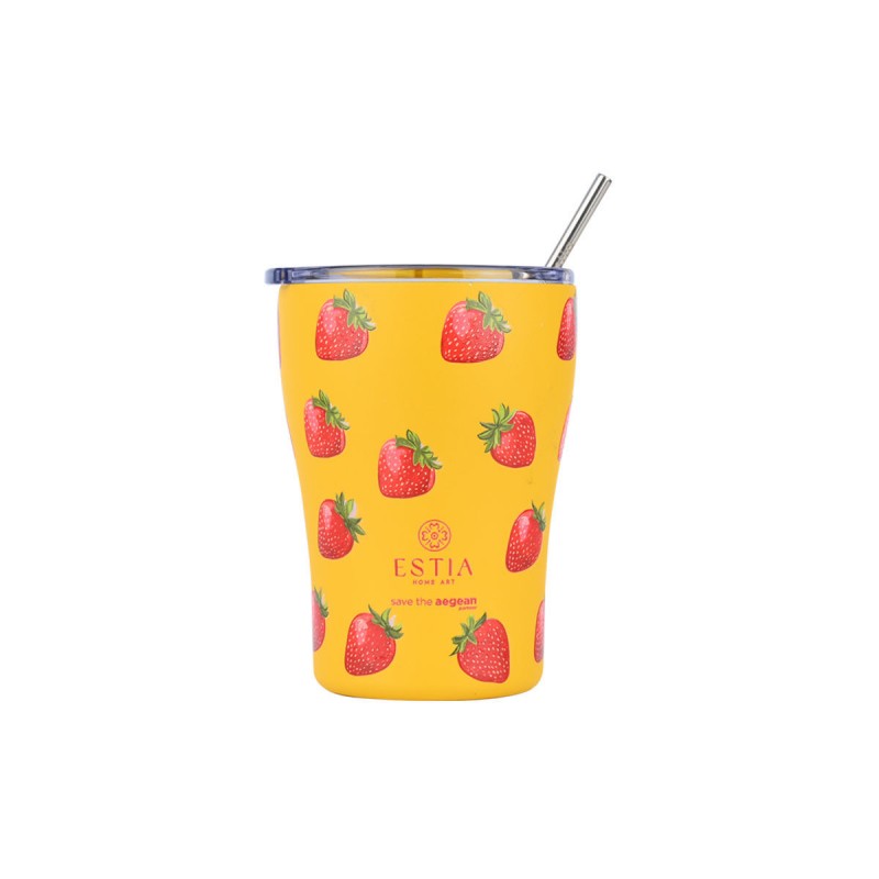 Estia Θερμός Coffee Mug Save The Aegean 350ml Berry Bright