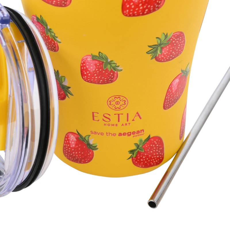 Estia Θερμός Coffee Mug Save The Aegean 350ml Berry Bright