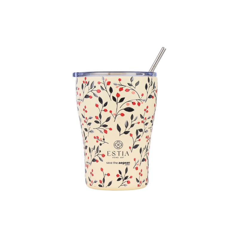 Estia Θερμός Coffee Mug Save The Aegean 350ml Bloom Beige