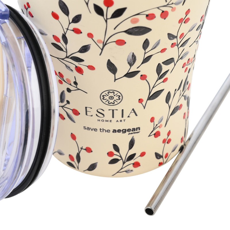 Estia Θερμός Coffee Mug Save The Aegean 350ml Bloom Beige