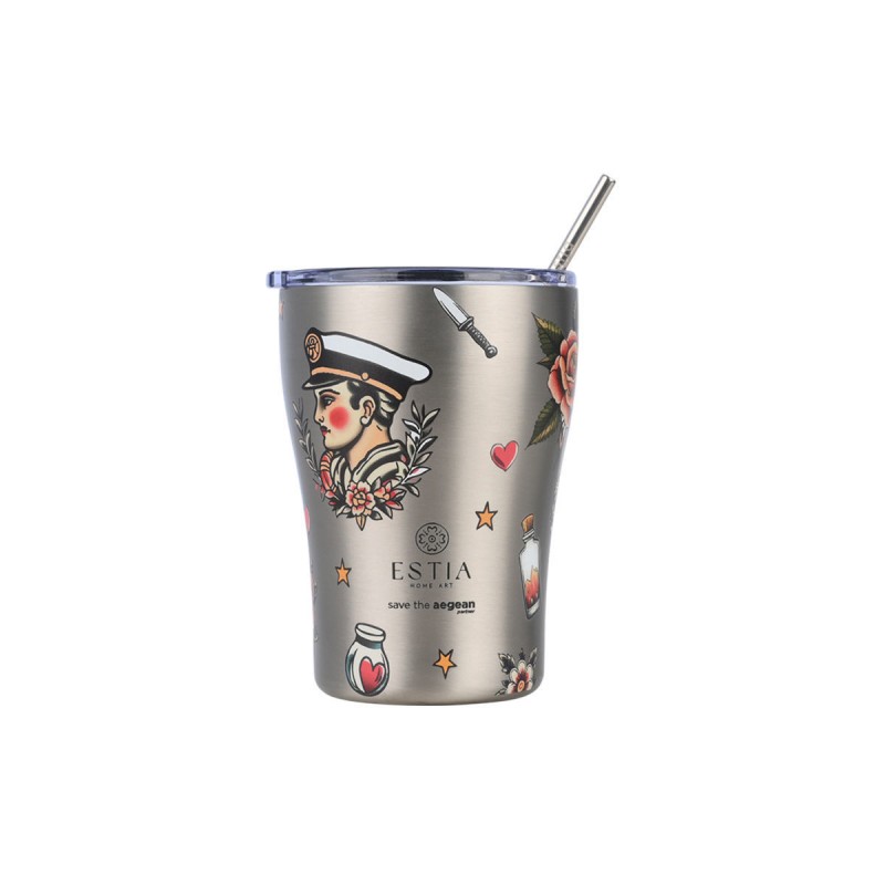 Estia Θερμός Coffee Mug Save The Aegean 350ml Old School Ink