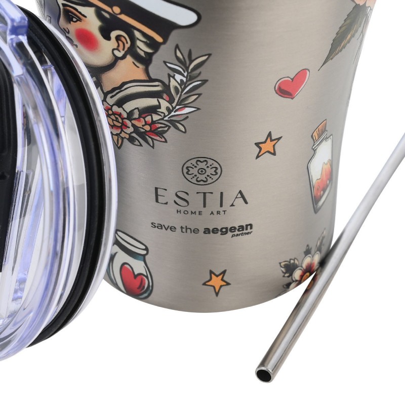 Estia Θερμός Coffee Mug Save The Aegean 350ml Old School Ink