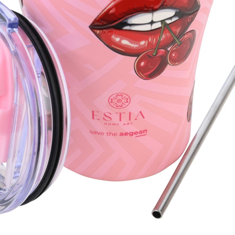 Estia Θερμός Coffee Mug Save The Aegean 350ml Blush Pop