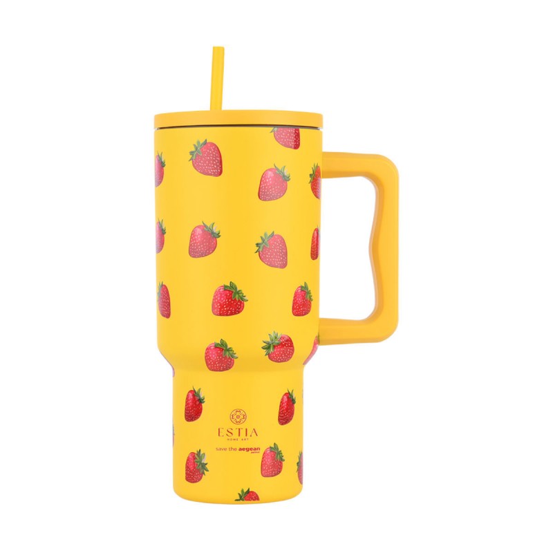 Estia Θερμός Straw Tumbler Xl Save The Aegean 900ml Berry Bright