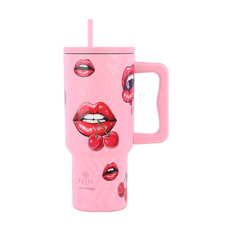 Estia Θερμός Straw Tumbler Xl Save The Aegean 900ml Blush Pop
