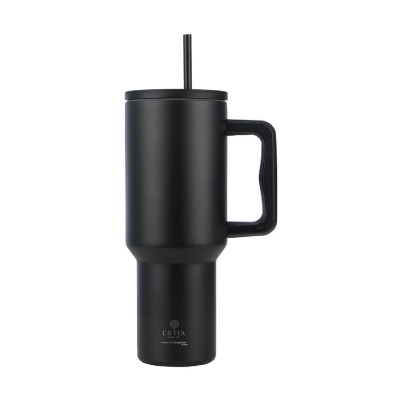 Θερμός Straw Tumbler Xl Save The Aegean 1200ml Midnight Black