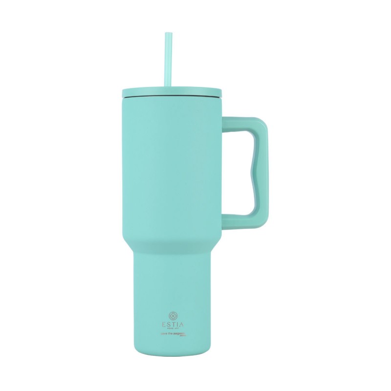 Estia Θερμός Straw Tumbler Xl Save The Aegean 1200ml Bermuda Green