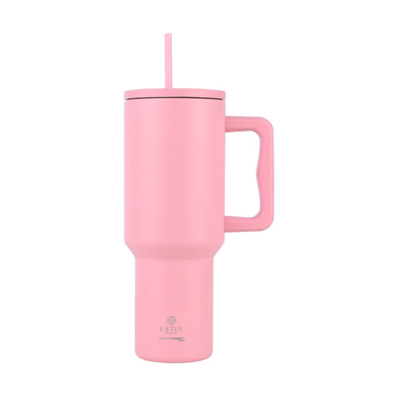 Estia Θερμός Straw Tumbler Xl Save The Aegean 1200ml Blossom Rose