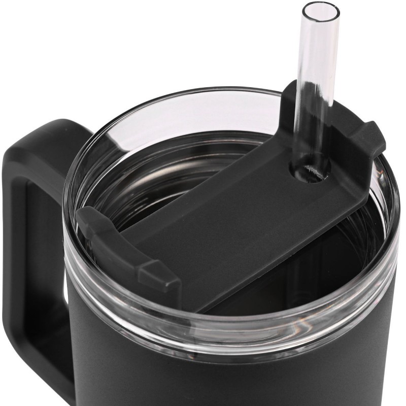 Θερμός Homely Straw Tumbler 900ml Midnight Black Estia