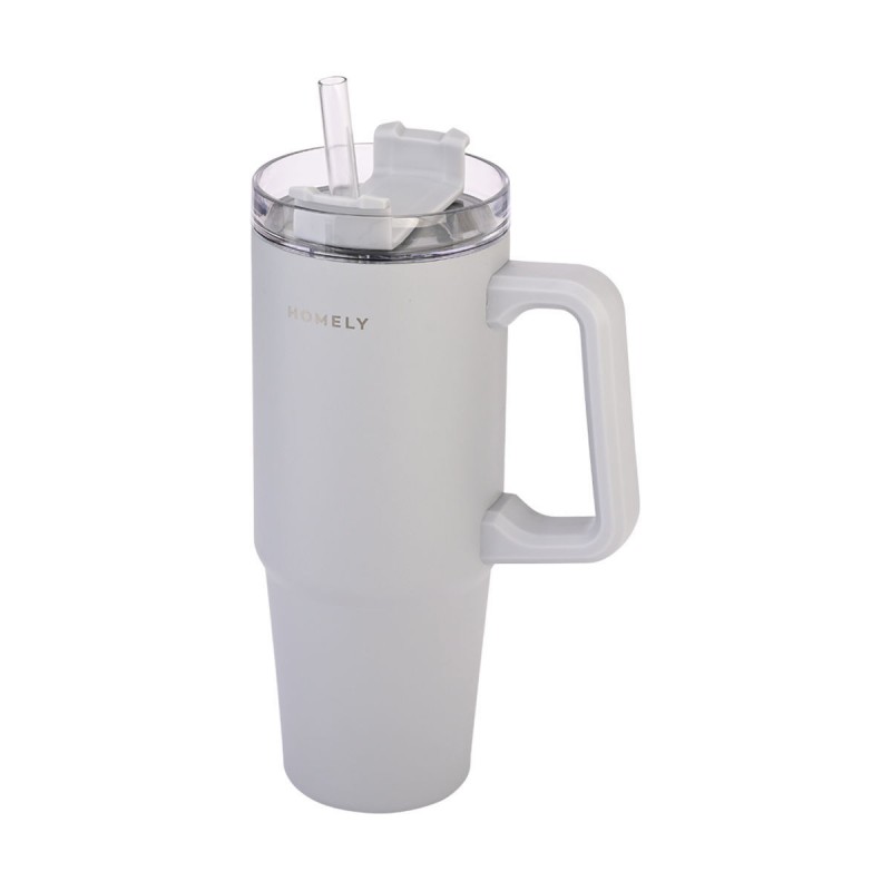Θερμός Homely Straw Tumbler 900ml Pebble Gray Estia