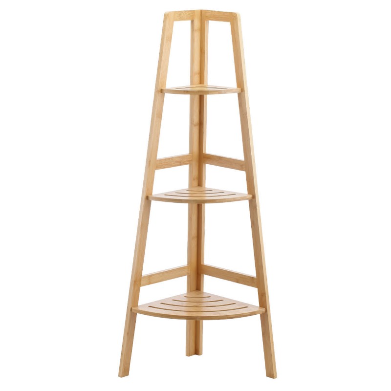 Γωνιακή Επιδαπέδια Ραφιέρα Μπάνιου Bamboo 31.9x15.3x103cm Μπεζ Essential Estia 