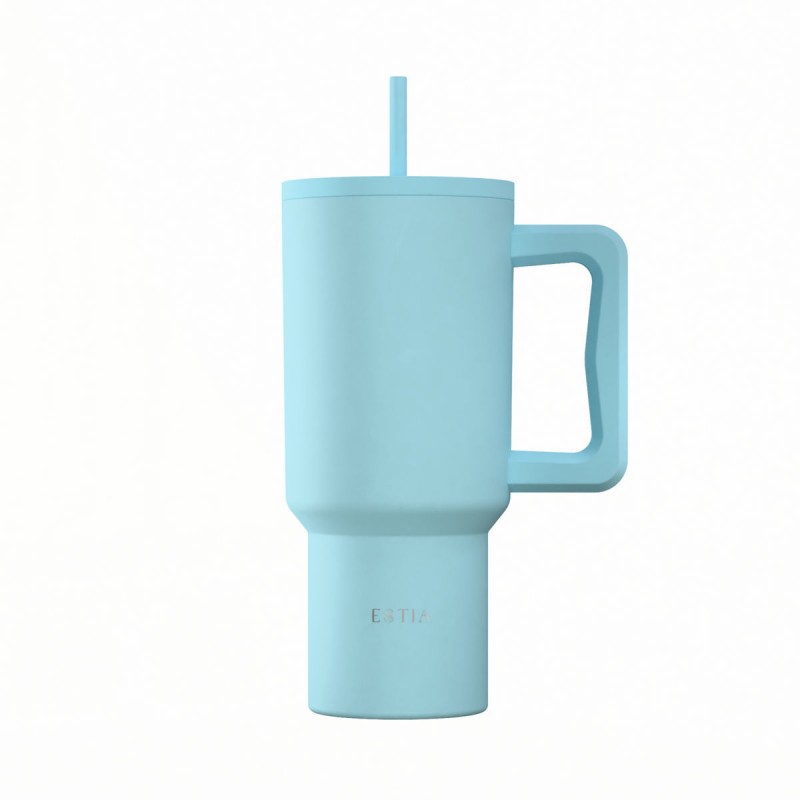 Θερμός Ανοξείδωτο BPA Free 900ml Arctic με Καλαμάκι και Λαβή Estia Straw Tumbler XL Save The Aegean Ανακυκλώσιμο Handled Tumbler 