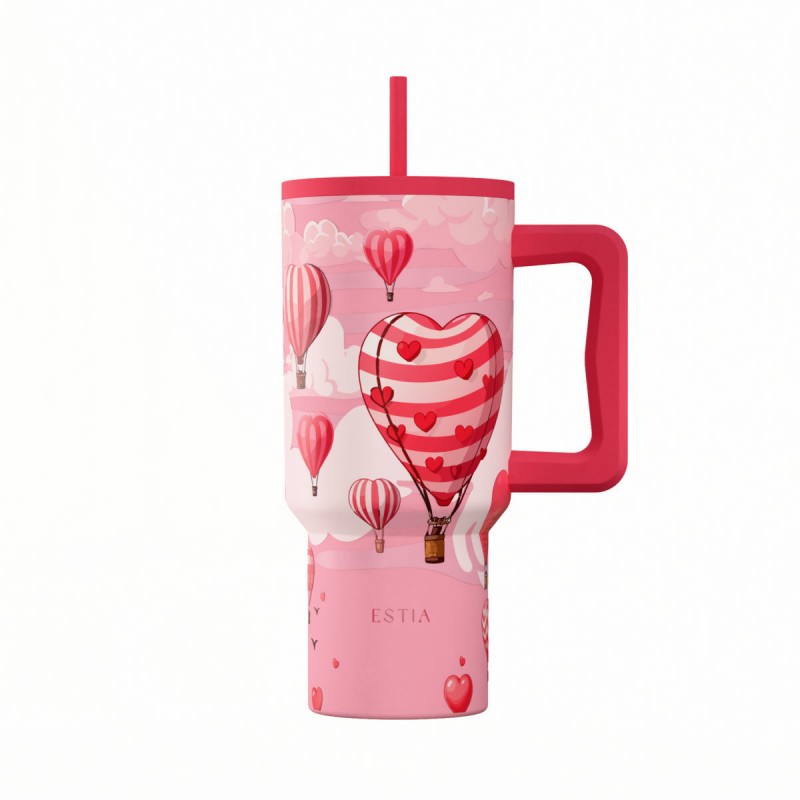 Ανακυκλώσιμο Handled Tumbler Θερμός Ανοξείδωτο BPA Free Straw Tumbler Xl Save The Aegean 900ml Love Ascend Με Καλαμάκι Και Λαβή Estia 