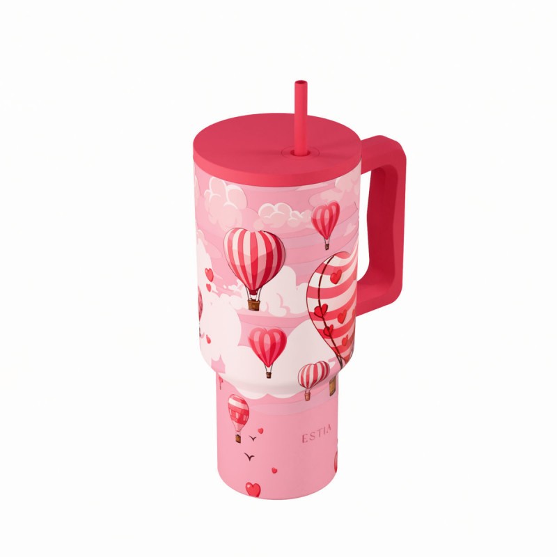 Ανακυκλώσιμο Handled Tumbler Θερμός Ανοξείδωτο BPA Free Straw Tumbler Xl Save The Aegean 900ml Love Ascend Με Καλαμάκι Και Λαβή Estia 