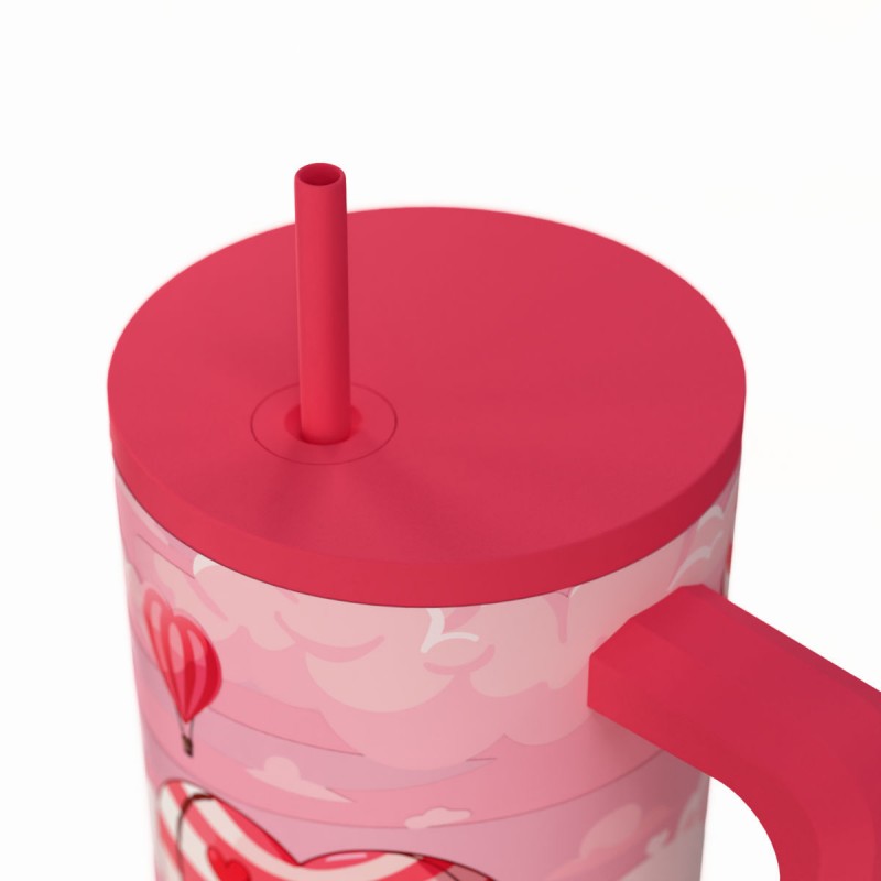 Ανακυκλώσιμο Handled Tumbler Θερμός Ανοξείδωτο BPA Free Straw Tumbler Xl Save The Aegean 900ml Love Ascend Με Καλαμάκι Και Λαβή Estia 