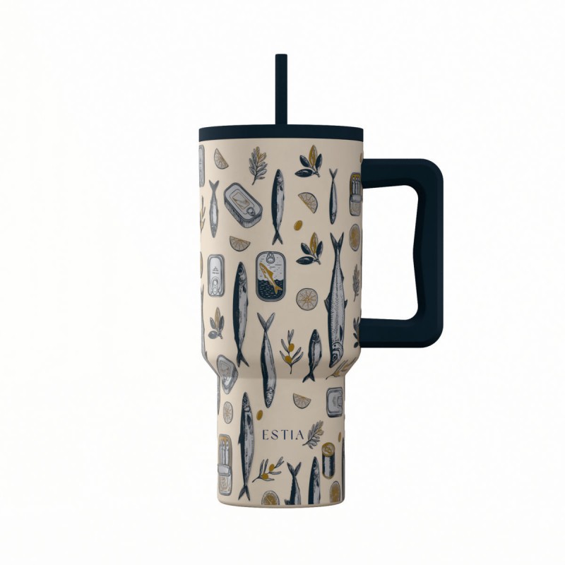 Estia Θερμός Straw Tumbler XL Save The Aegean 900ml Salt Life