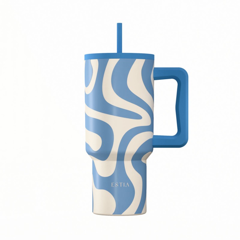 Estia Θερμός Straw Tumbler XL Save The Aegean 900ml Ocean Waves