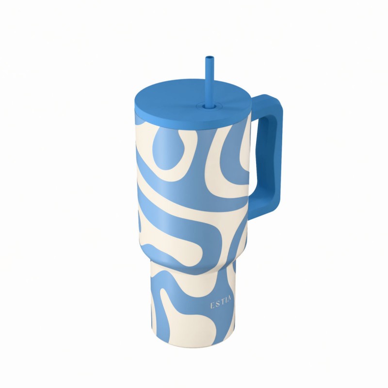 Estia Θερμός Straw Tumbler XL Save The Aegean 900ml Ocean Waves