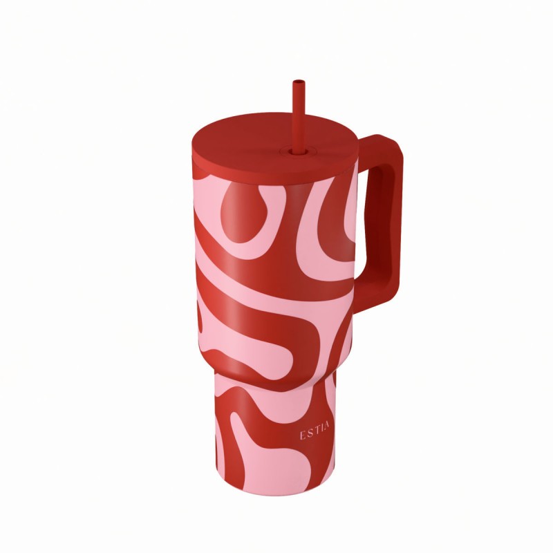 Estia Θερμός Straw Tumbler XL Save The Aegean 900ml Coral Waves