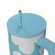 Estia Straw Tumbler XL Save The Aegean Ανακυκλώσιμο Handled Tumbler Θερμός Ανοξείδωτο BPA Free 900ml Blue Daisy με Καλαμάκι και Λαβή