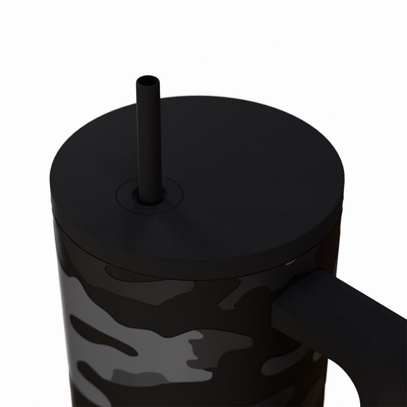 Κούπα - Θερμός Με Καλαμάκι XL Dark Camo Save The Aegean 900ml Grey-Black Estia