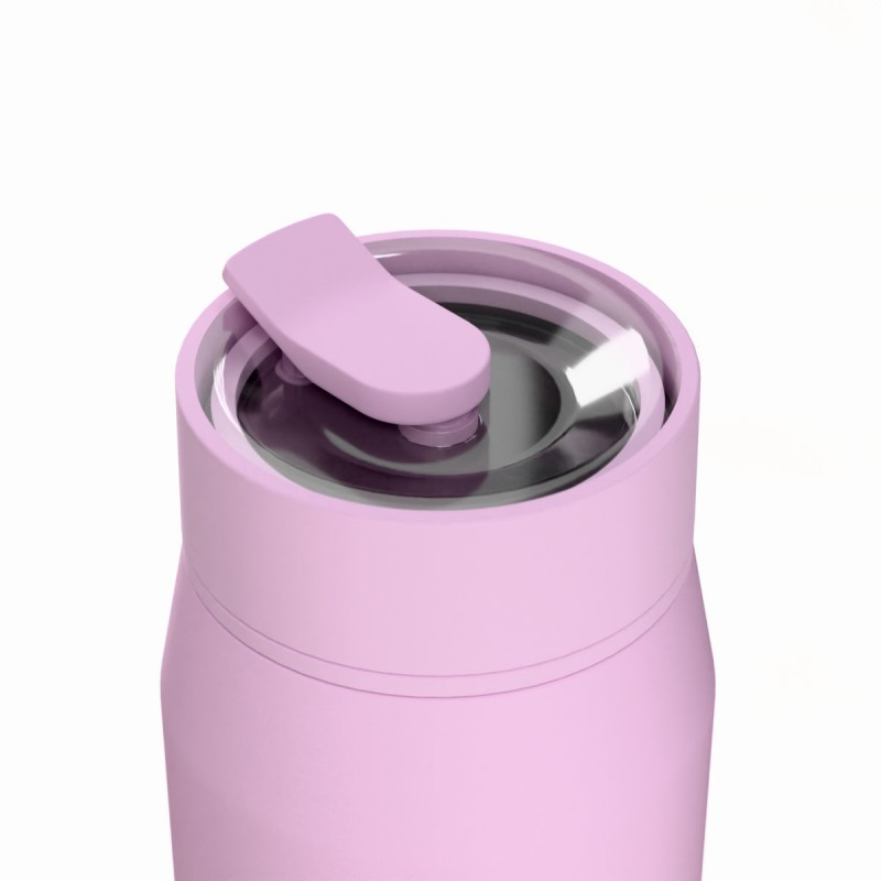 Ποτήρι Θερμός Ανοξείδωτο BPA Free 360ml Lavender Με Καλαμάκι Lens Save The Aegean Estia 
