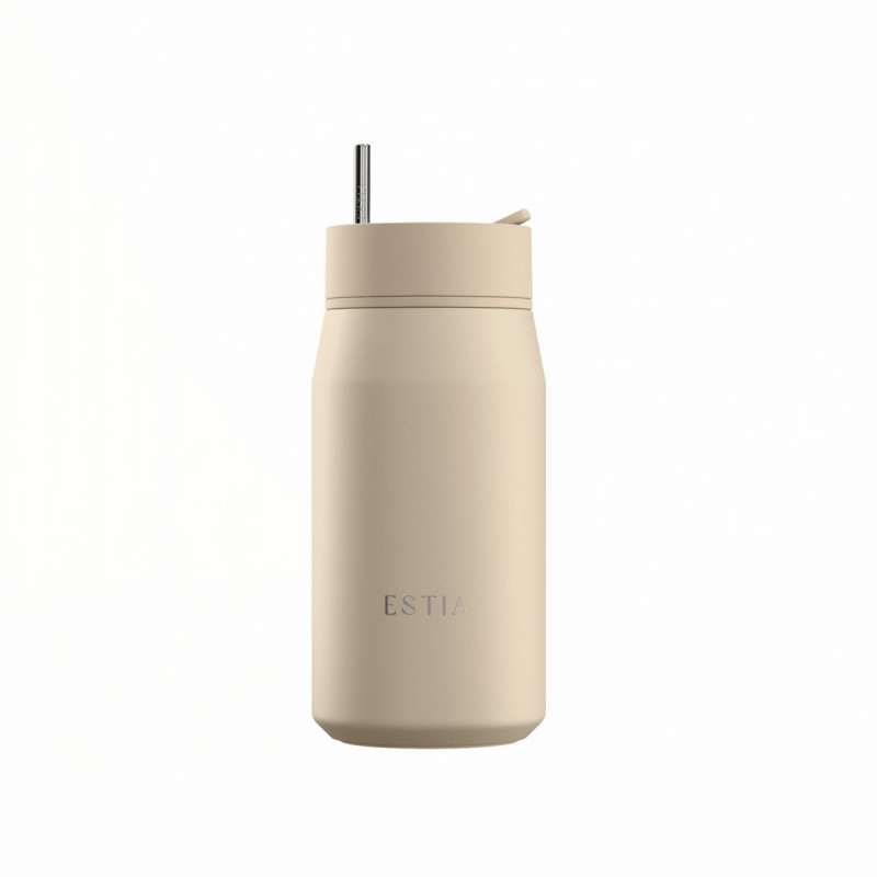 Ποτήρι Θερμός Ανοξείδωτο BPA Free 360ml Dune Με Καλαμάκι Lens Save The Aegean Estia 
