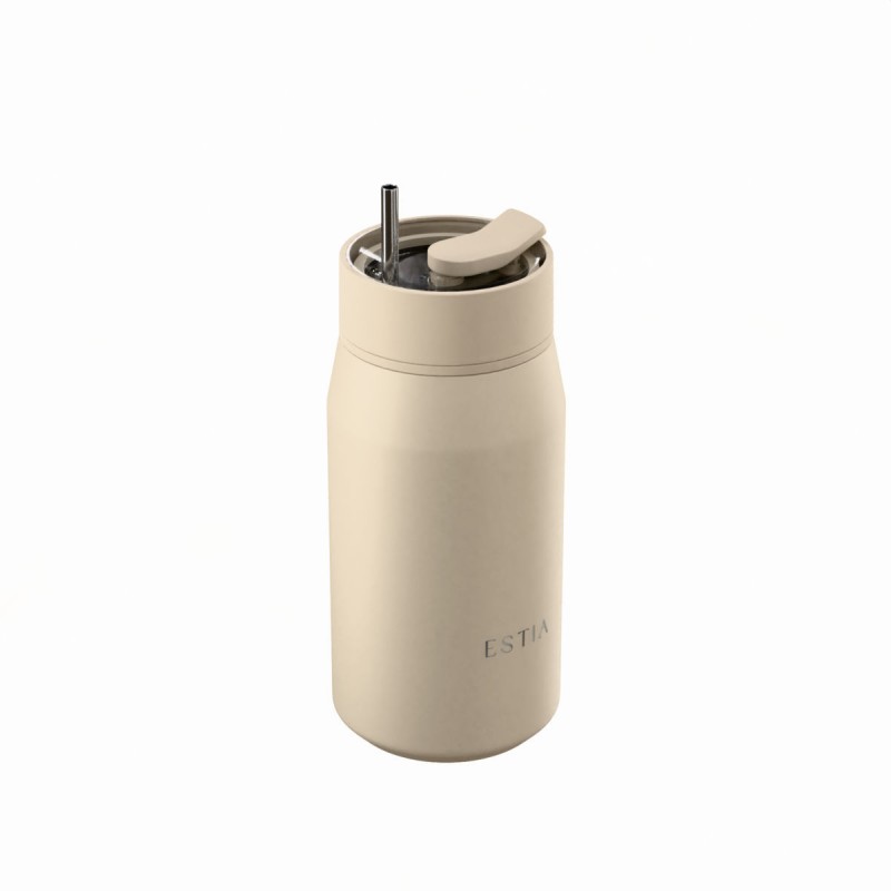 Ποτήρι Θερμός Ανοξείδωτο BPA Free 360ml Dune Με Καλαμάκι Lens Save The Aegean Estia 