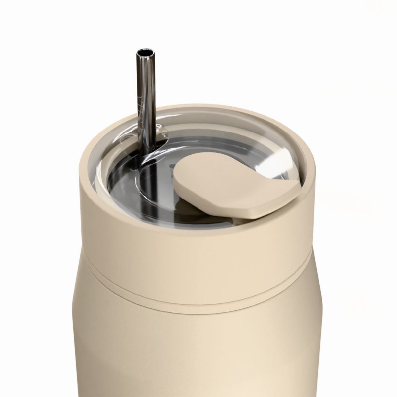 Ποτήρι Θερμός Ανοξείδωτο BPA Free 360ml Dune Με Καλαμάκι Lens Save The Aegean Estia 