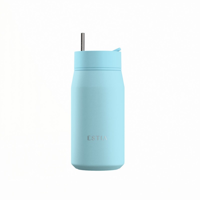 Ποτήρι Θερμός Ανοξείδωτο BPA Free 360ml Arctic Με Καλαμάκι Lens Save The Aegean Estia 