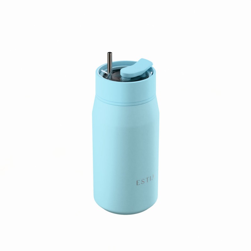 Ποτήρι Θερμός Ανοξείδωτο BPA Free 360ml Arctic Με Καλαμάκι Lens Save The Aegean Estia 