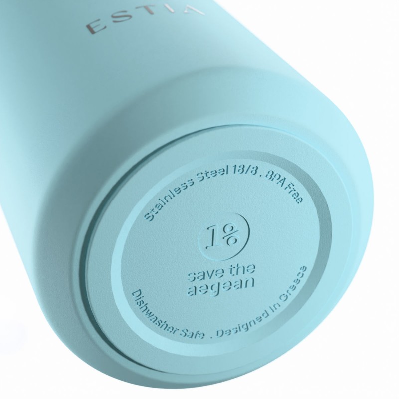Ποτήρι Θερμός Ανοξείδωτο BPA Free 360ml Arctic Με Καλαμάκι Lens Save The Aegean Estia 