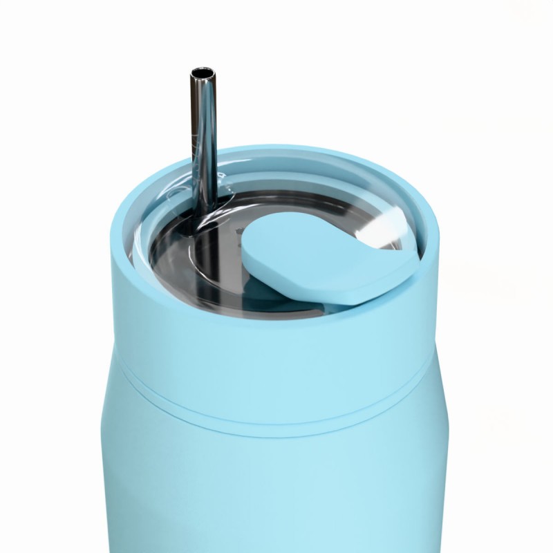 Ποτήρι Θερμός Ανοξείδωτο BPA Free 360ml Arctic Με Καλαμάκι Lens Save The Aegean Estia 
