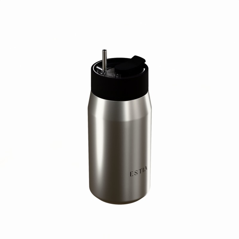 Ποτήρι Θερμός Ανοξείδωτο BPA Free 360ml Brushed Με Καλαμάκι Lens Save The Aegean Estia 