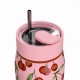 Ποτήρι Θερμός Ανοξείδωτο BPA Free 360ml Cherry Rose Με Καλαμάκι Lens Save The Aegean Estia 