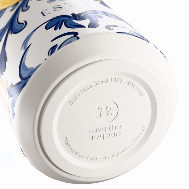 Ποτήρι Θερμός Ανοξείδωτο BPA Free 360ml Amalfi Coast Με Καλαμάκι Lens Save The Aegean Estia 