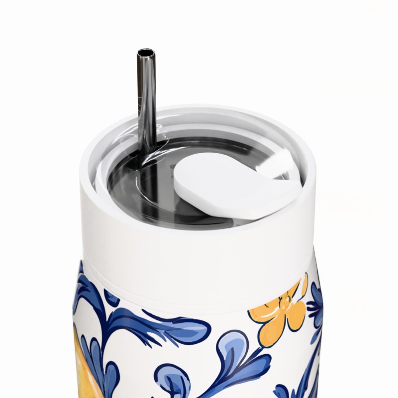 Ποτήρι Θερμός Ανοξείδωτο BPA Free 360ml Amalfi Coast Με Καλαμάκι Lens Save The Aegean Estia 