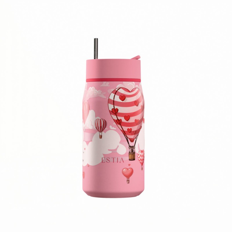 Ποτήρι Θερμός Ανοξείδωτο BPA Free 360ml Love Ascend με Καλαμάκι Lens Save The Aegean Estia 