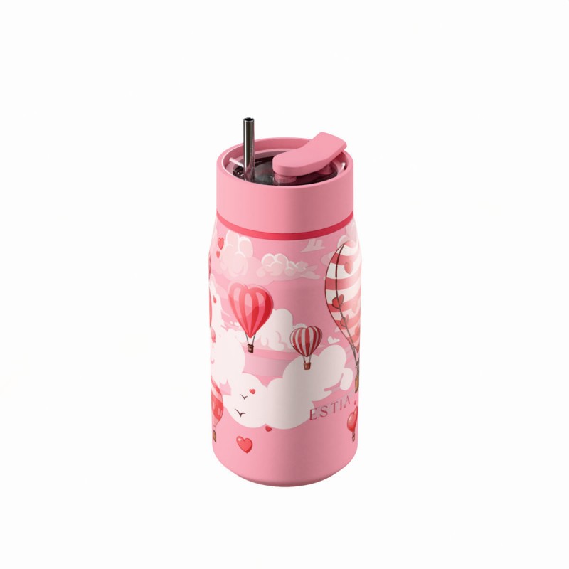 Ποτήρι Θερμός Ανοξείδωτο BPA Free 360ml Love Ascend με Καλαμάκι Lens Save The Aegean Estia 